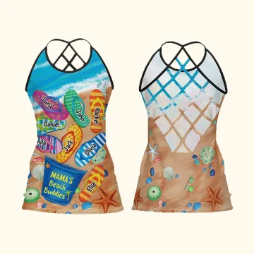 Discover Personalised Mama's Beach Buddies Summer Beach Tank Top with Names Birthday Mother's Day Gift for Family