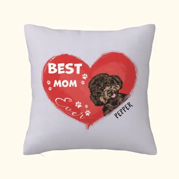 Discover Personalised Best Mom Ever Pet Heart Shape Design Throw Pillow Cover Birthday Gift for Pet Lover Owner Sofa Decor