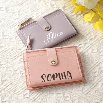 Discover Personalised Simple Name PU Leather Wallet with Card Slots Birthday Bridal Shower Anniversary Gift for Women Bridesmaids