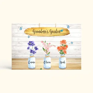 Discover Personalised Family Garden Canvas Painting with Birth Flower and Name