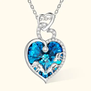 Discover Personalised Mama Baby Bear Necklace with Engraved Names Hearts Pendant Jewellery Adorned with Crystal Birthday Gift for Woman