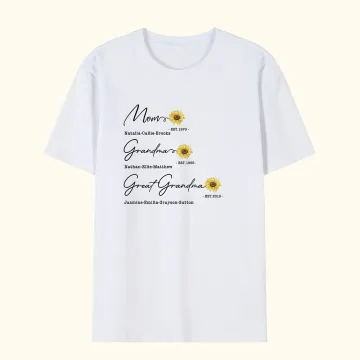 Discover Personalised Multicolour Birth Flower T-Shirt Sweatshirt with Names and Year Mother’s Day Gift for Mom Grandma