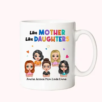 Discover Personalised Like Mother Like Daughter Mother And Daughter White Ceramic Mug Gift for Mother C-type Handle