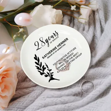 Discover Personalised Retirement Ceramic Trinket Jewellery Dish with Name Retirement Farewell Gift for Coworker Women