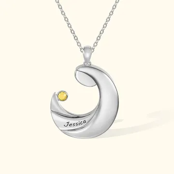 Discover Personalised Moon Birthstone Necklace for New Mom Mother's Day Jewellery Gifts for Her