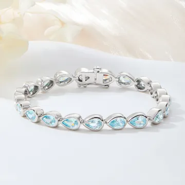 Discover Personalised Teardrop Birthstone Tennis Bracelet Elegant Dainty Jewellery Birthday Mother's Day Anniversary Gift for Mom Wife Girlfriend Friend