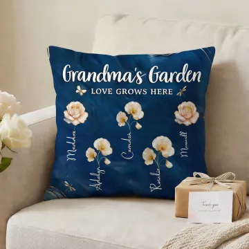 Discover Personalised Birth Flower Soft Cushion Cover with Name Home Decor Mother's Day Birthday Gift for Mom Grandma