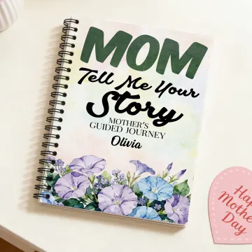 Discover Personalised Mom Tell Me Your Story Birth Flower Spiral Notebook with Name Recording Accessory Birthday Mother's Day Gift for Mom