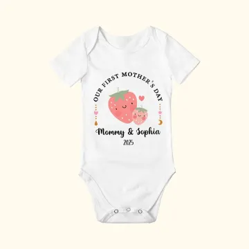 Discover Personalized Cute Strawberry Lemon First Mother's Day Baby Onesies with Title Mother's Day Gift for New Mom Newborn