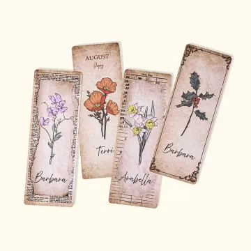 Discover Personalised Birth Flower Bookmark with Name Christmas Gift for Book Lover Grandma Best Friend Student