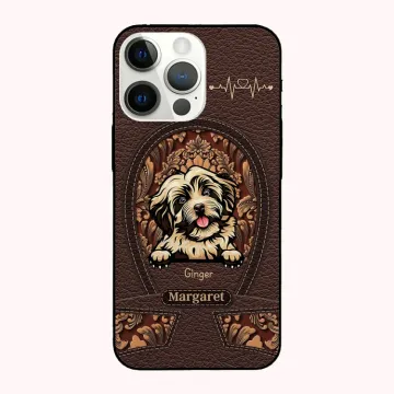 Discover Personalised Dog Cat Imitation Leather Multicolor Phone Case for iPhone with Name and Title Birthday Anniversary Gift for Pet Lovers