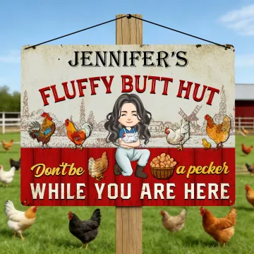 Discover Personalised Farm Cartoon Character Tinplate Sheet Hanging Painting with Name Chicken Coop Decoration Birthday Gift for Farmer Dad Mom