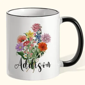 Discover Personalised Birth Flower Bouquet 11oz Ceramic Coffee Mug Mother's Day Birthday Gift for Grandma Mom