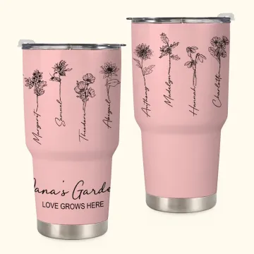 Discover Personalised Grandma's Garden Love Grows Here 30oz Tumbler with Birth Flowers Mother's Day Birthday Gift for Mom Grandma