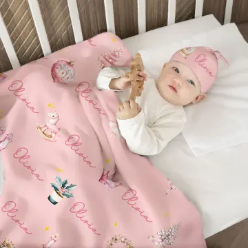 Discover Personalised Classic Fairy Tale Characters Name Soft Swaddle Blanket and Hat Set Baby Shower Baptism Gift for Newborn