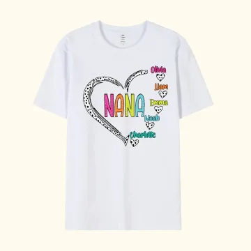 Discover Personalised Cute Dalmatian Dots Heart T-shirt Sweatshirt with Names Birthday Gift for Grandma Mom