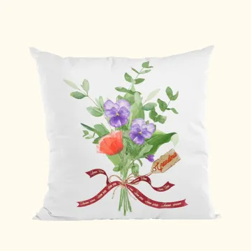 Discover Personalised Multi Colour 1-14 Birth Flowers Family Member Bouquet Throw Pillow Cover with Name Mother’s Day Birthday Gift for Mom Grandma