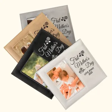 Discover Personalised First Mother's Day Leather Photo Frame with Text and Folding Stand Memorial Keepsake Mother's Day Gift for Her
