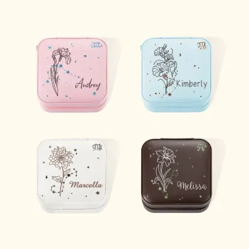 Discover Personalised Zodiac Birth Flower Jewellery Box Portable Case with Name Birthday Christmas Gift for Women Girls