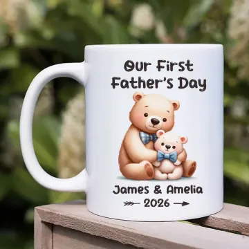 Discover Personalised Parent-Child Cartoon Animal Panda Unicorn Dinosaur 11 oz Ceramic Mug with Name Year Father's Day Birthday Thank You Gift for Dad