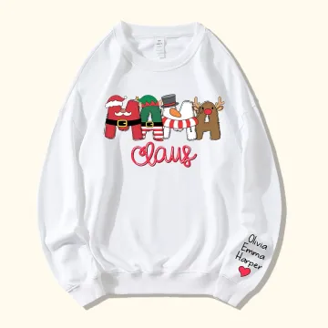 Discover Personalised Mama Gigi Christmas Santa Sweatshirt Hoodie T-shirt with Children Name Christmas Mother’s Day Gift for Mom Grandma