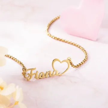 Discover Personalised Love Heart Name Pendant Necklace Minimalist Jewellery Birthday Anniversary Gift for Women