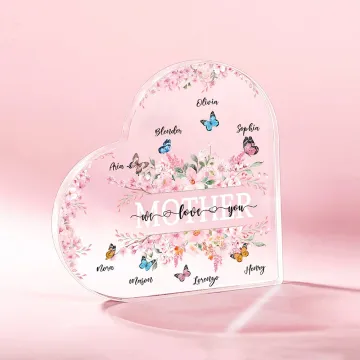 Discover Personalised We Love You Flower Butterfly Heart Acrylic Plaque with Name Birthday Mother's Day Home Decor Gift for Women