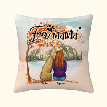 Discover Personalised Playing with My Furry Friends Under The Maple Tree Throw Pillow Cover Birthday Christmas Gift for Dog Lovers