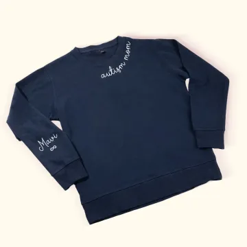 Discover Personalised Autism Mom T-shirt Sweatshirt with Kid Name and and Puzzle Infinity Ribbon Symbol Mother's Day Birthday Gift for Mom Friend
