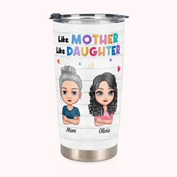 Discover Personalised Colourful Letters Like Mother Like Daughters Family Love 20oz Tumbler Women's Day Gift for Hot and Cold Drinks