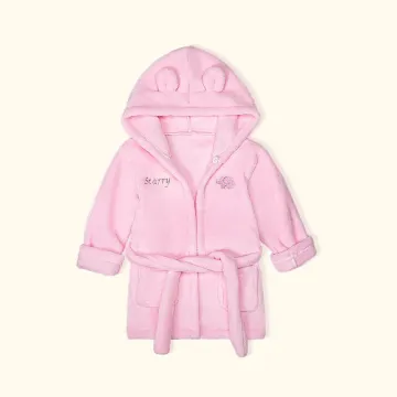 Discover Personalised Soft Skin-friendly Elephant Fleece Baby Sleepwear Dressing Gown with Bear Ears and Embroidery Name Gift for Newborn