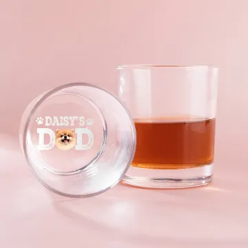 Discover Personalised Pet's Mom Dad 10oz Old Fashioned Rocks Whisky Glass with Photo and Name Father's Day Birthday Gift For Pet Lover