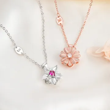 Discover Personalised Fidget Spinner Birth Flower Necklace with Birthstone and Initial Birthday Christmas Gift for Women Her