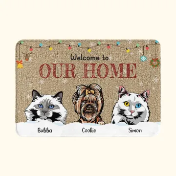 Discover Personalised Welcome to Our Home Funny Pet Door Mat Birthday Christmas Gift for Dog Cat Pet Lovers
