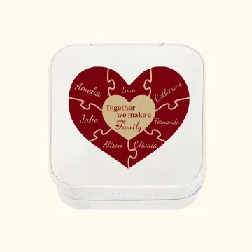 Discover Personalised Together We Make A Family Jewellery Box Heart Puzzle Jewellery Travel Case Family Souvenir Birthday Mother's Day Christmas Gift