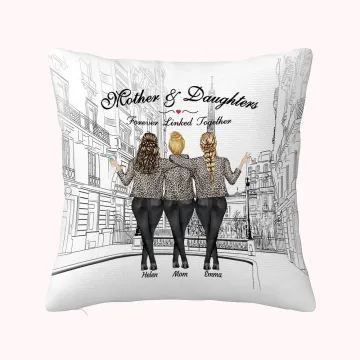 Discover Personalised Mother and Daughter Forever Linked Together The Paris Tower Throw Pillow Cover Best Gift for Mother Sofa Decor