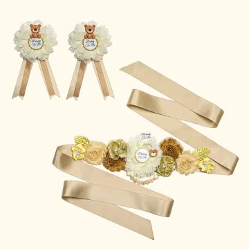 Discover Personalised Boho Baby Shower Sash and Pin