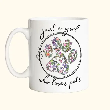 Discover Personalised Floral Paw Ceramic Pets Ear Outline Mug with 1-6 Pet Names Birthday Gift for Pet Lover