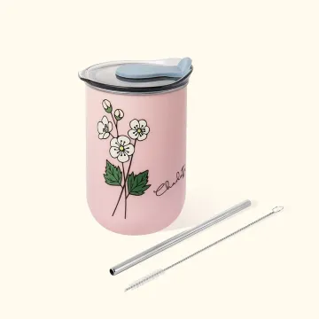 Discover Personalised Watercolour Birth Flower Name 12oz Insulated Coffee Tumbler with Straw and Lid Housewarming Birthday Party Favor Gift for Women