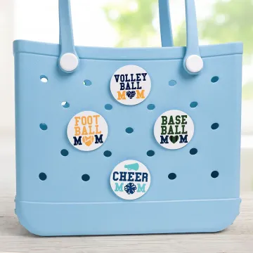 Discover Personalised Baseball Football Hockey Sports Mom Button Charm with Name Bogg Bag Accessories Birthday Game Day Team Gift for Mom