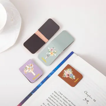 Discover Personalised Watercolor Cross 1-5 Birth Flowers Magnetic Leather Bookmark Clip with Name Baptism Birthday Gift for Bible Reader Book Lover Christian