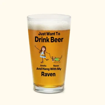 Discover Personalised Just Want to Drink Beer with My Pet 16oz Pint Beer Glass with Photos and Names Housewarming Father's Day Gift for Pet Lovers