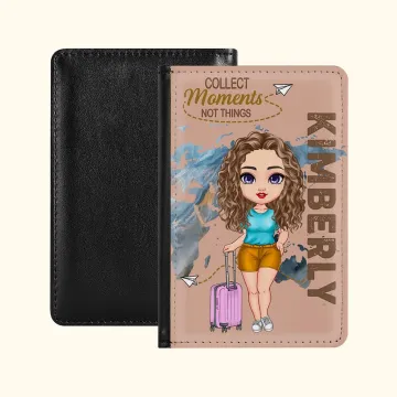 Discover Personalised Collect Moments Not Things Compact Passport Cover with Name Travel Trip Accessory Birthday Christmas Gift for Friends Family