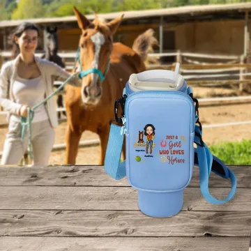 Discover Personalised Cowgirl and Horse Water Bottle Carrier Bag with Name Definition and Pouch Cup Accessories for 40 oz Stanley Birthday Gift for Horse Lover