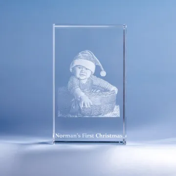 Discover Personalised Baby's First Christmas 3D Engraved Photo Crystal