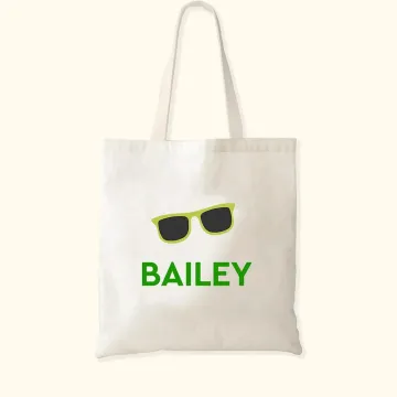 Discover Personalised Beach Fun Sunglasses Coconut Palm Canvas Tote Bag with Name Large Capacity Travel Vacation Gift for Women