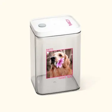 Discover Personalised Clear Pet Treat Jar with Photo and Name Father's Day Birthday Gift for Pet Mom Dad Pet Lover