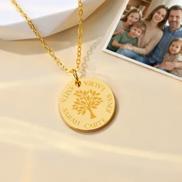 Discover Personalised Tree of Life Necklace with 1-5 Names Dainty Jewellery Birthday Mother's Day Gift for Mom Woman