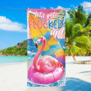 Discover Pink Flamingo Summer Vibes Beach Towel
