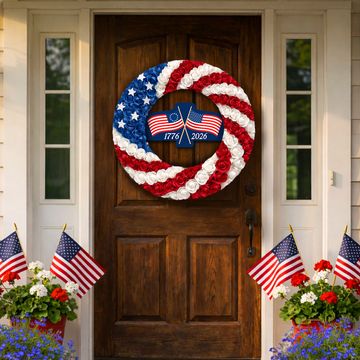 Discover 250th Anniversary Wreath, American Betsy Ross Flag Patriotic Front Door Decor